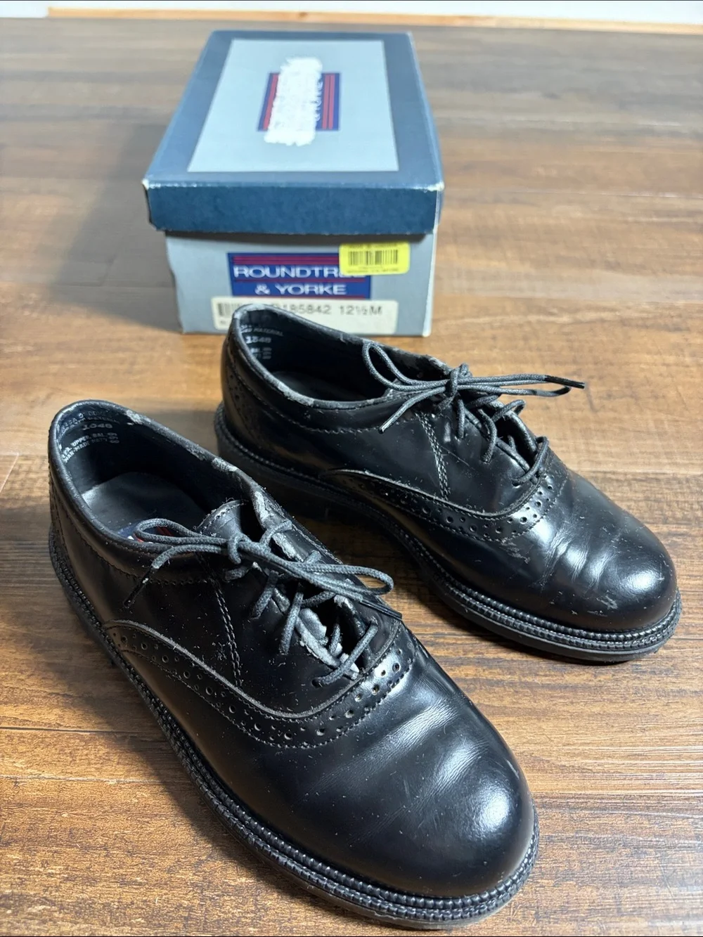 Roundtree & Yorke Black Kids Lace-Up Wingtip Dress Shoes